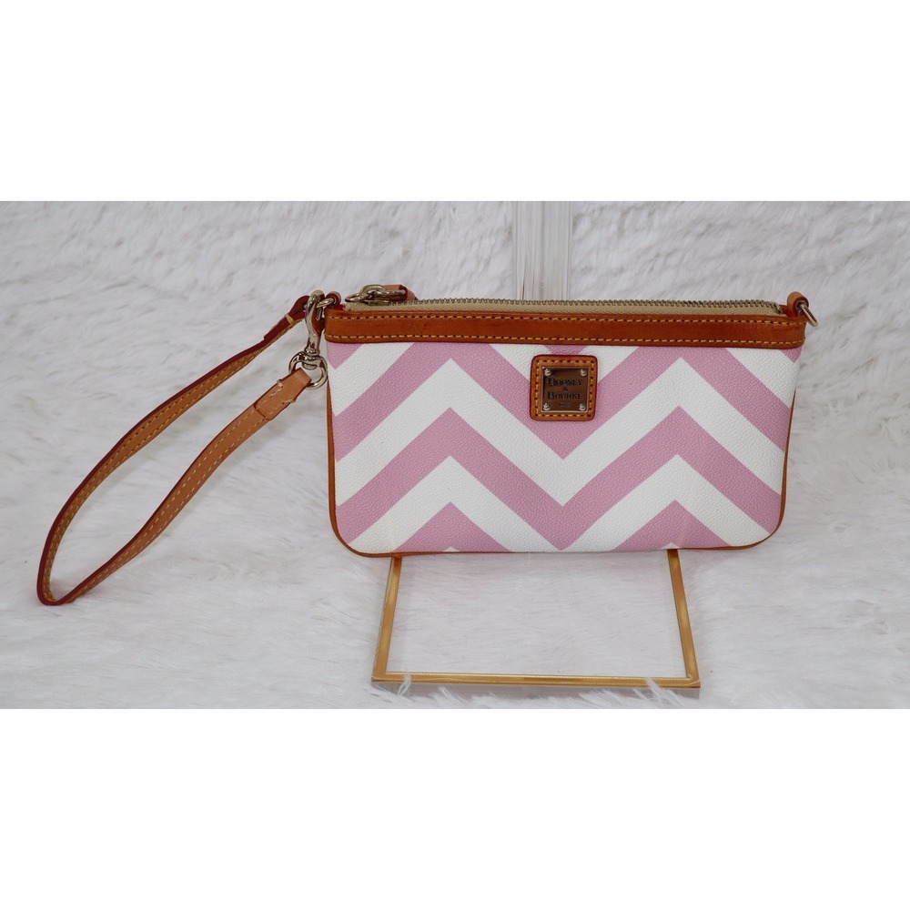 Dooney & Bourke Chevron Stripe Pink & White Wristlet/Clutch